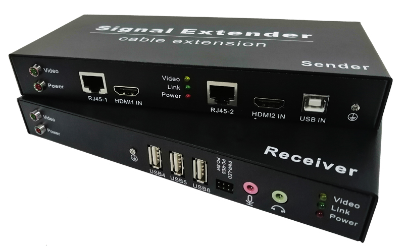 HDB2-100HU2-A（雙屏HDMI+USB2.0+Audio+Mic+開(kāi)關(guān)機(jī)延長(zhǎng)100米）
